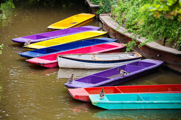 Fototapeta na wymiar Wooden boats. Oxford, UK
