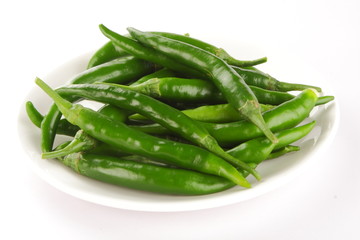  fresh pepper in white plate