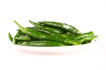 Organic fresh pepper in white plate