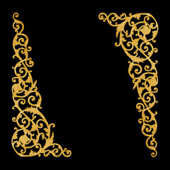 Ornament elements, vintage gold floral designs