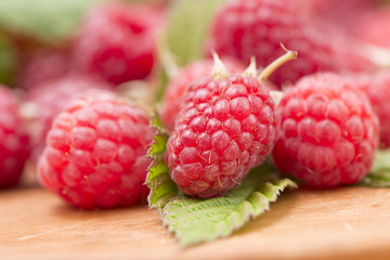 Fresh ripe raspberries in close up