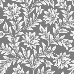 seamless monochrome floral pattern