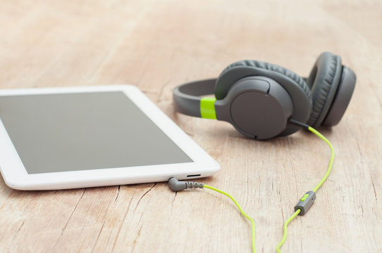 Tablet and headphones