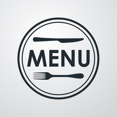 Icono plano MENU sobre fondo degradado