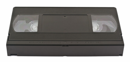 Obraz premium Video tape VHS for video recorder. Old video cassette no label. Isolated on white background without shadows.