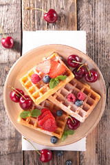 waffle and berry fruit