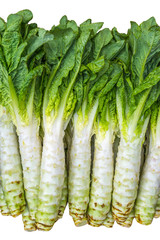 Fresh celtuce isolated at the morning market in Shadian, Kunming, China © snapin