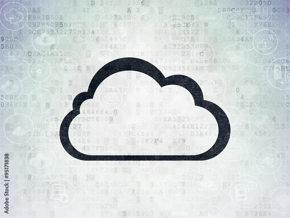 Aufkleber cloud computing concept: cloud on digital paper background