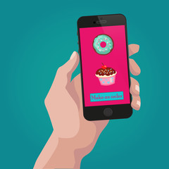 Online order sweets and cookies via internet.