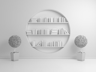 3d rendered bookshelves.