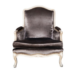 Comfortable classic grey chair isolated