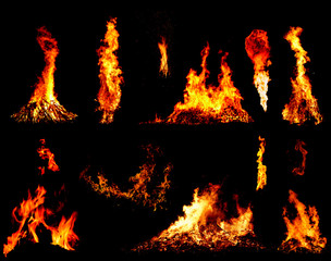 Bonfire Set on Black Background
