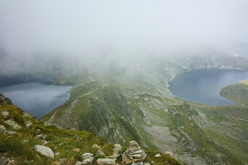 amazing Panorama of The Eye and The Kidney lakes, The Seven Rila Lakes, Bulgaria
