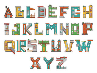 alphabet cartoon house