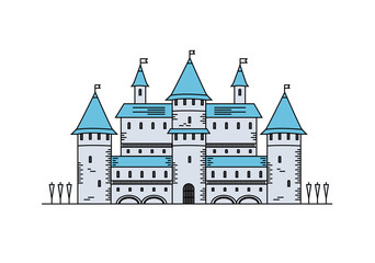 Fairy Tale medieval ?astle Line Vector icon