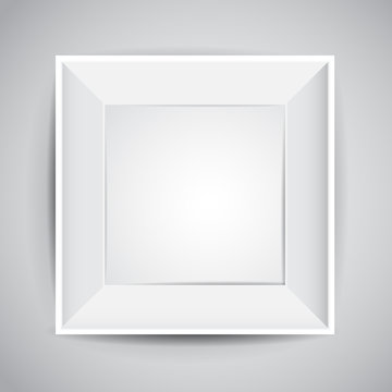 Realistic square vector frame design with shadows in white color