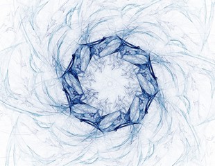 Abstract design of white powder cloud against dark background