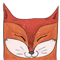 animal hand drawn. snout of red fox