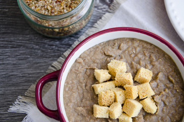 Bean cream soup with croutons