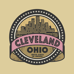 Obraz premium Grunge rubber stamp with name of Cleveland, Ohio