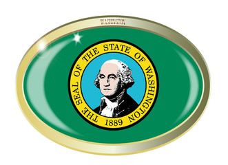 Washington State Flag Oval Button