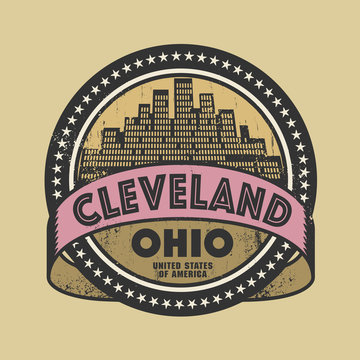 Grunge rubber stamp with name of Cleveland, Ohio