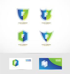 Letter f shield logo icon set