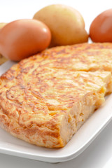 piece of homemade Spanish potato omelette