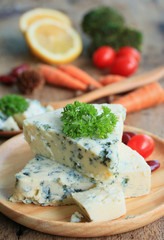 blue cheese with parsley
