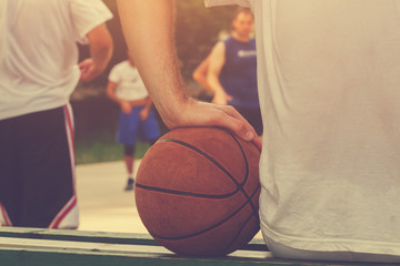 Basketball player making a pause.