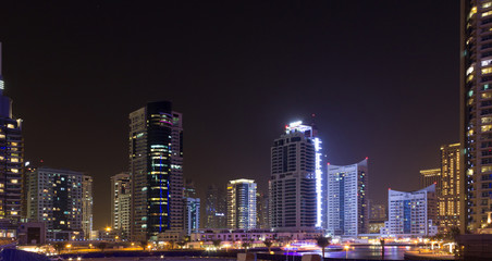 Night Dubai cityscape, UAE, october 2015