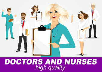 group of doctors and nurses set