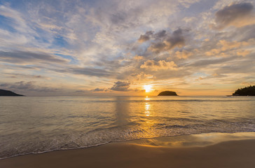 Beautiful sunset seen from kata beach  in Phuket, Thailand