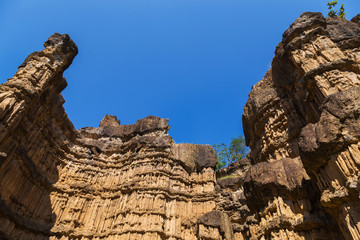 Pha Chau canyon on blue sky background in Chiang Mai, Thailand