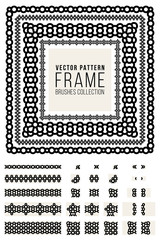 Vector Ornamental Decorative Frame Rounded Lines Pattern Brushes Set