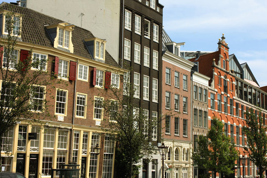 The historic houses in the old town of Amsterdam (The Netherland