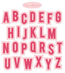 sew collection - hand made light and bright pink stitch letters
