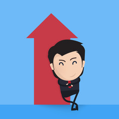 Successful businessman over growing chart