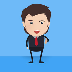 Smiling businessman shows the thumb up.