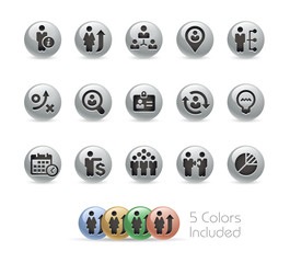 Business Efficiency Icons // Metal Round Series - Vector file includes 5 color versions.