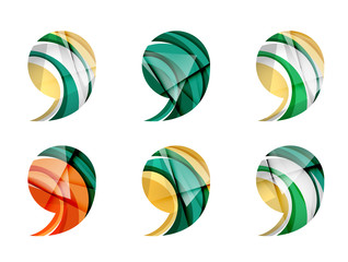 Set of abstract comma icon, business logotype concepts, clean modern geometric design