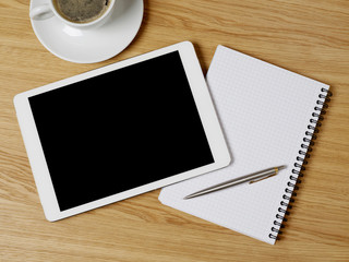 Fototapeta na wymiar Digital tablet on desk