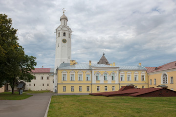 Fototapeta na wymiar Chasozvonya Vladychny yard, and Lihudov building Detinets in Vel