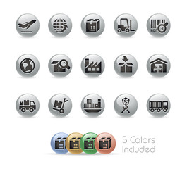 Industry and Logistics Icons // Metal Round Series - Vector file includes 5 color versions.