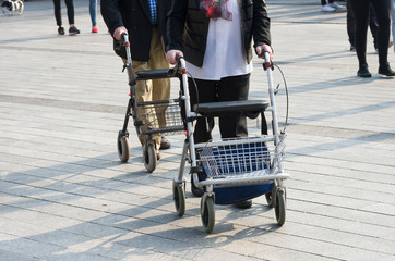 Elderly couple on street