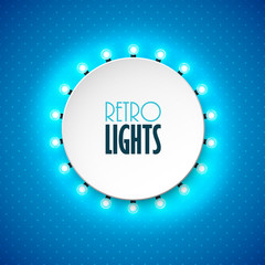 Retro banner with shining lights. Vector illustration.