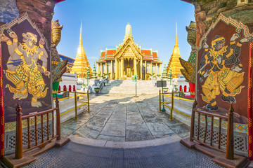 Wat Phra Kaew, Temple of the Emerald Buddha with blue sky