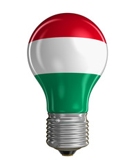 Light bulb with Hungarian flag (clipping path included)