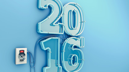 2016 numbers on a blue background with a beautiful vintage and m