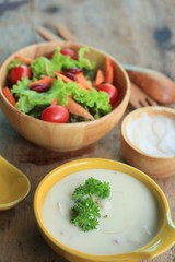 soup with vegetable salad